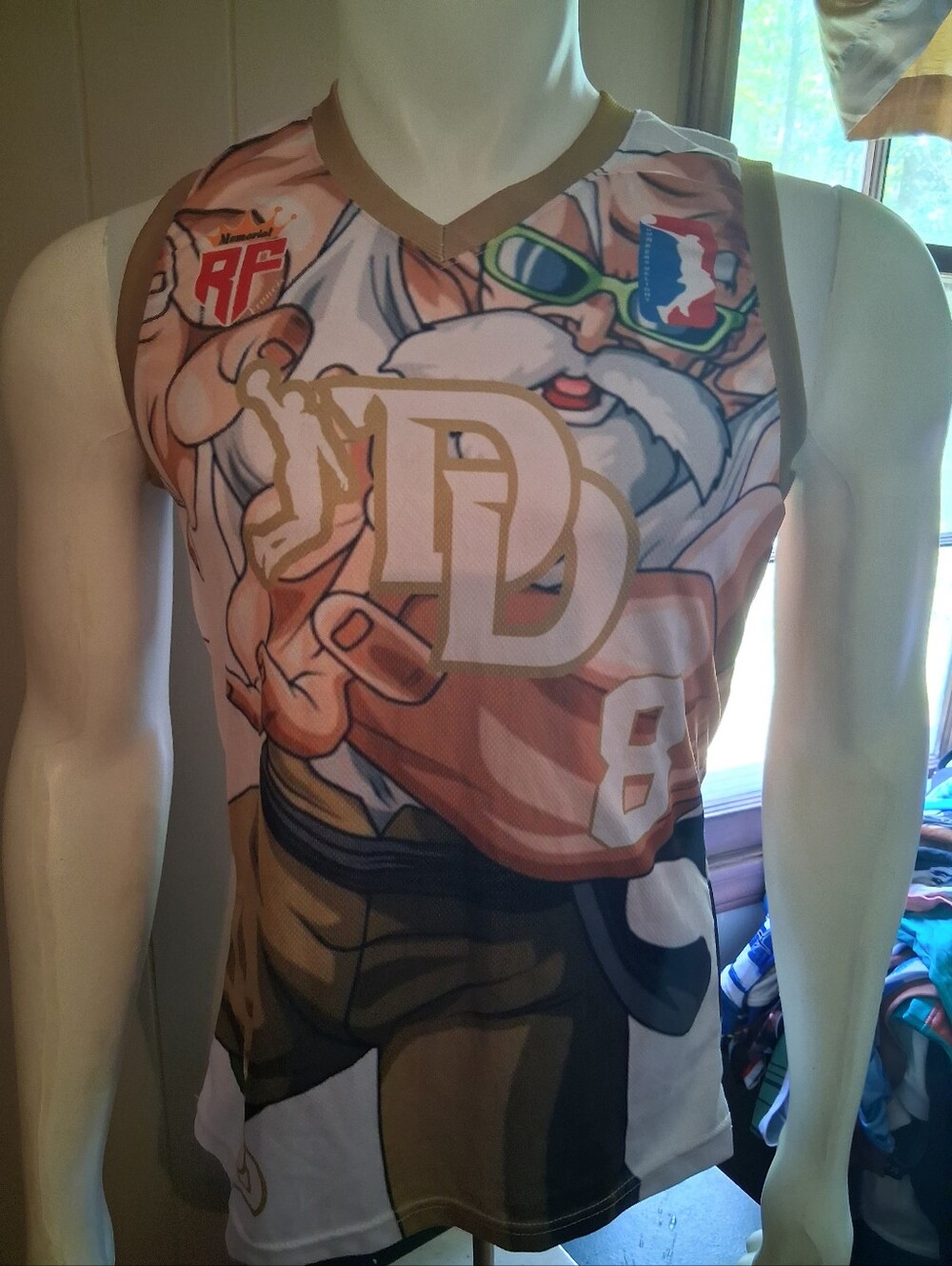 Men's Graphic Basketball Jersey in Tan and White